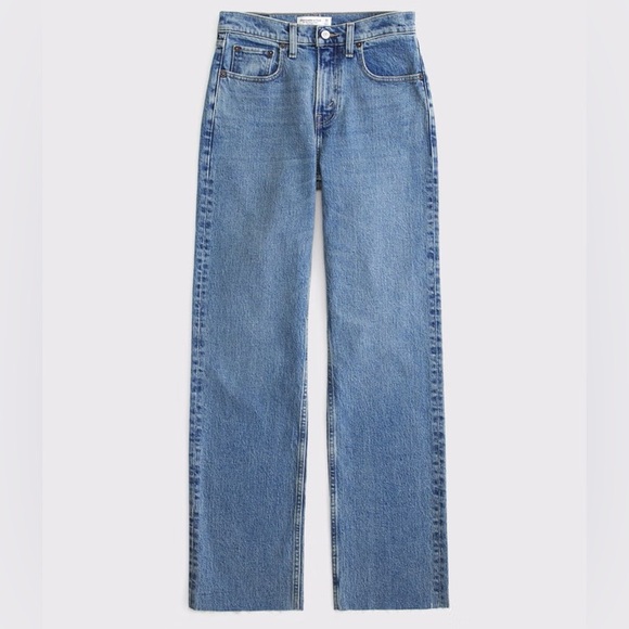 Abercrombie & Fitch Denim - Abercrombie & Fitch Curve Love High Rise 90s Relaxed Frayed Hem Jean Size 35/20S